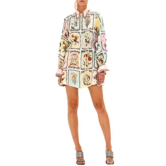 Camilla Long Live Letterpress Mini Shift Shirt Dress Size L - Picture 1 of 14